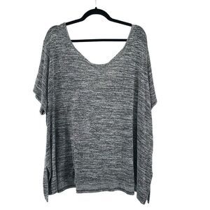 Ava & Viv Women’s Gray Criss-Cross Back Relaxed Slouchy Short Sleeve Tee 4X